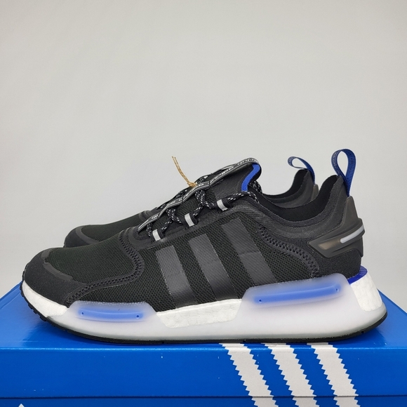 New Adidas NMD R1 V3 Black White Royal Blue Men's Running Shoes